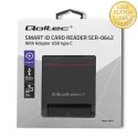 Qoltec Inteligentny czytnik chipowych kart ID SCR-0642 | USB 2.0 + Adapter USB-C