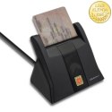 Qoltec Inteligentny czytnik chipowych kart ID SCR-0643 | USB 2.0 + Adapter USB-C
