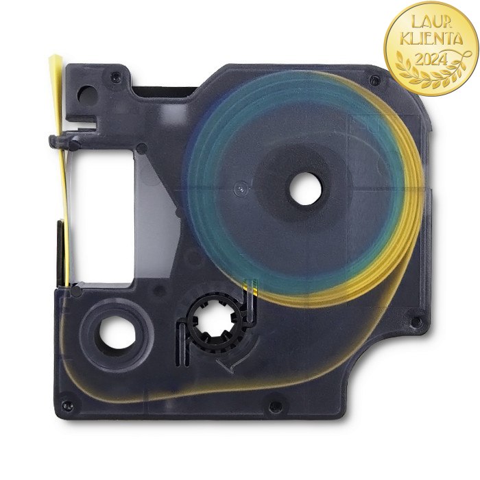 Qoltec Rurka termokurczliwa do drukarek DYMO D1/DM1 | 12mm*1.5m | Żółta | Czarny nadruk