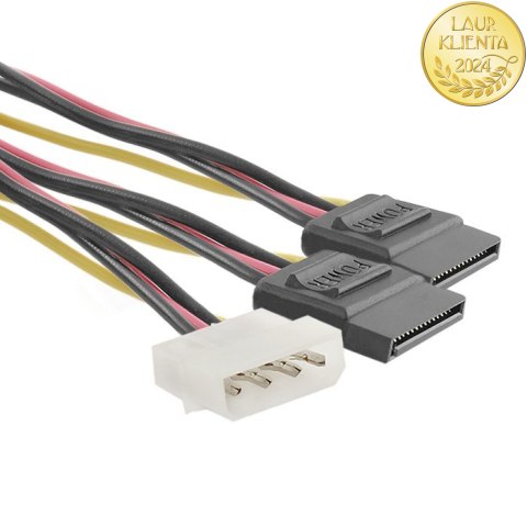 Qoltec Kabel adapter POWER MOLEX | 2xSATA | 0.2m