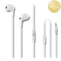 Qoltec Słuchawki dokanałowe z mikrofonem | Białe | Płaski kabel 1.2m