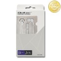 Qoltec Słuchawki dokanałowe z mikrofonem | Białe | Płaski kabel 1.2m