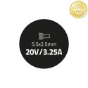 Qoltec Zasilacz 65W | 20V | 3.25A | 5.5*2.5 | +kabel zasilający