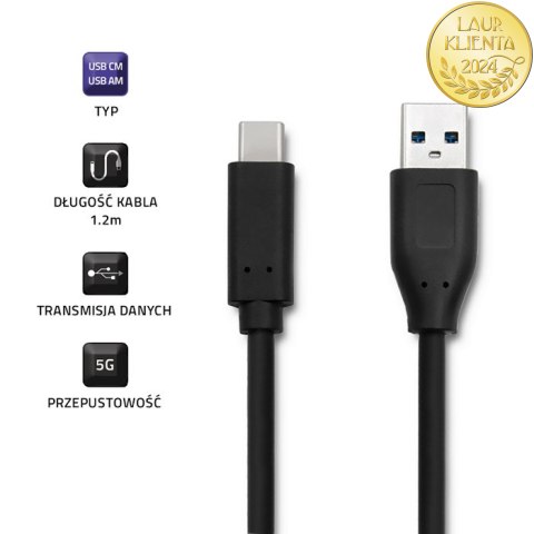 Qoltec Kabel USB 3.1 typ C męski | USB 3.0 A męski | 1.2m