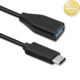Qoltec Kabel USB 3.1 typ C męski | USB 3.0 A żeński | 0.2m