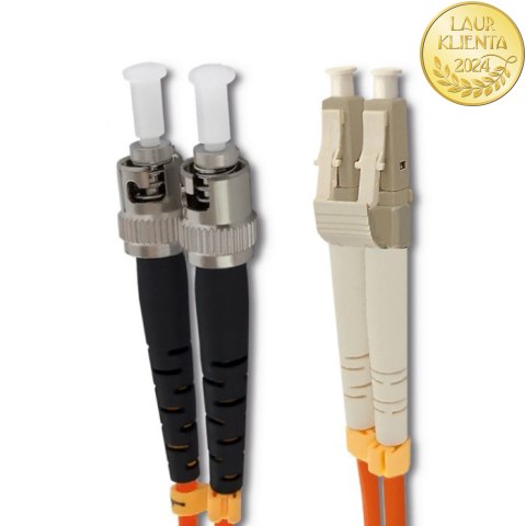 Qoltec Patchcord światłowodowy LC/UPC - ST/UPC | Multimode | 50/125 | OM2 | Duplex | 2m