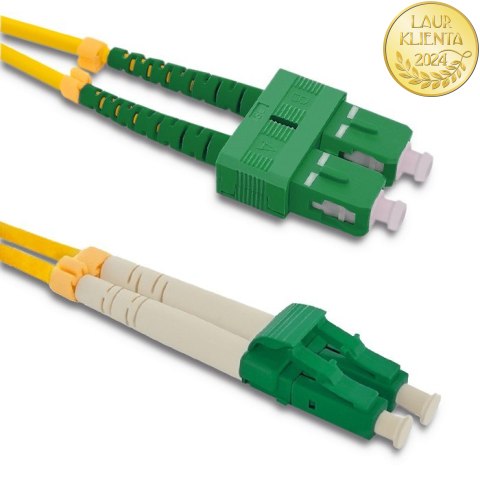 Qoltec Patchcord światłowodowy SC/APC - LC/APC | Singlemode | 9/125 | G652D | Duplex | 1m
