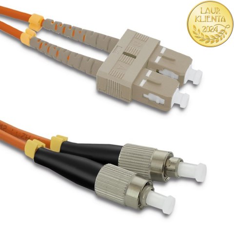 Qoltec Patchcord światłowodowy SC/UPC - FC/UPC | Multimode | 50/125 | OM2 | Duplex | 2m