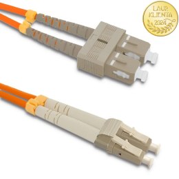 Qoltec Patchcord światłowodowy SC/UPC - LC/UPC | Multimode | 50/125 | OM2 | Duplex | 1m
