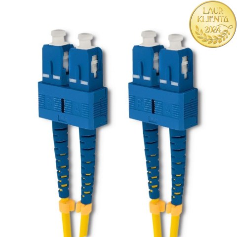 Qoltec Patchcord światłowodowy SC/UPC - SC/UPC | Singlemode | 9/125 | G652D | Duplex | 1m