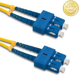 Qoltec Patchcord światłowodowy SC/UPC - SC/UPC | Singlemode | 9/125 | G652D | Duplex | 2m