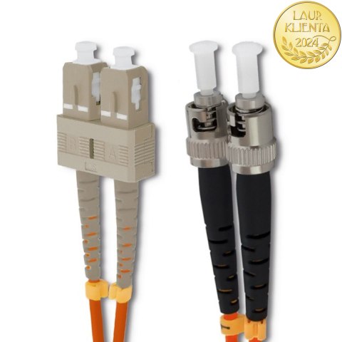 Qoltec Patchcord światłowodowy SC/UPC - ST/UPC | Multimode | 50/125 | OM2 | Duplex | 1m