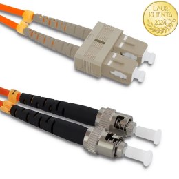 Qoltec Patchcord światłowodowy SC/UPC - ST/UPC | Multimode | 50/125 | OM2 | Duplex | 3m