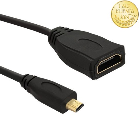 Qoltec Adapter HDMI A żeński | Micro HDMI D męski | 0.2m