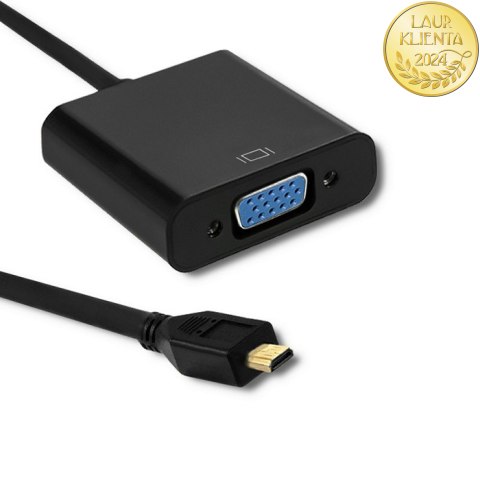 Qoltec Adapter Micro HDMI D męski | VGA żeński | +3.5mm Audio | 0.2m