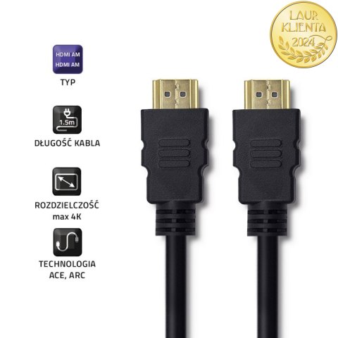 Qoltec Kabel HDMI v1.4 | High speed | 4K | 30Hz | 30AWG | GOLD | 1.5m