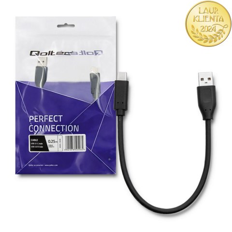 Qoltec Kabel USB 3.1 typ C męski | USB 2.0 A męski | 0.25m