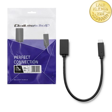 Qoltec Kabel USB 3.1 typ C męski | USB 3.0 typ A żeński | 0.25m