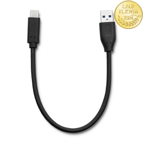 Qoltec Kabel USB typ C 3.1 męski | USB 3.0 typ A męski | 0.25m
