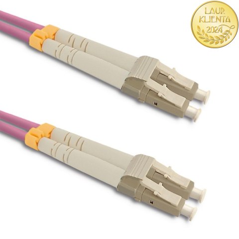 Qoltec Patchcord światłowodowy LC/UPC - LC/UPC | Multimode | 50/125 | OM4 | Duplex | 1m
