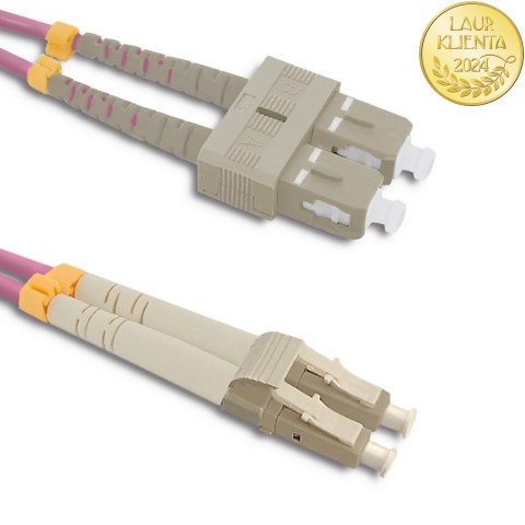 Qoltec Patchcord światłowodowy LC/UPC - SC/UPC | Multimode | 50/125 | OM4 | Duplex | 1m