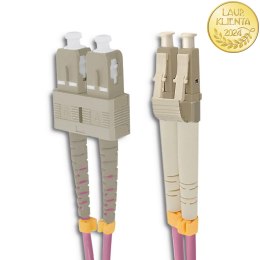 Qoltec Patchcord światłowodowy LC/UPC - SC/UPC | Multimode | 50/125 | OM4 | Duplex | 2m