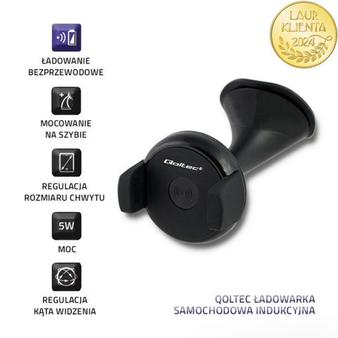 Qoltec Ładowarka samochodowa indukcyjna 5W | 5V | 1A | Micro USB
