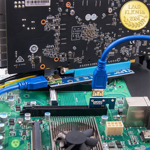 Qoltec Riser PCI-E 1x - 16x | USB 3.0 | ver. 007C | SATA / PCI-E 6pin