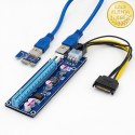 Qoltec Riser PCI-E 1x - 16x | USB 3.0 | ver. 007C | SATA / PCI-E 6pin