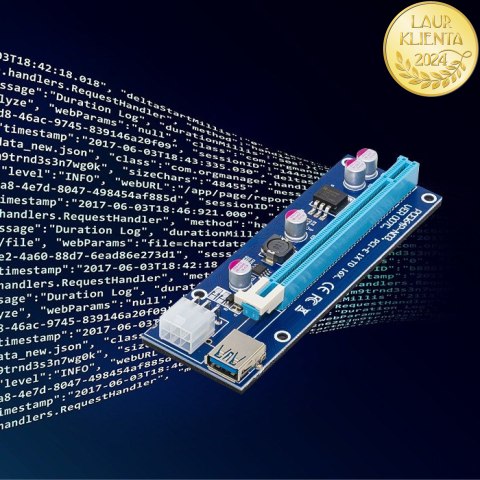 Qoltec Riser PCI-E 1x - 16x | USB 3.0 | ver. 007C | SATA / PCI-E 6pin