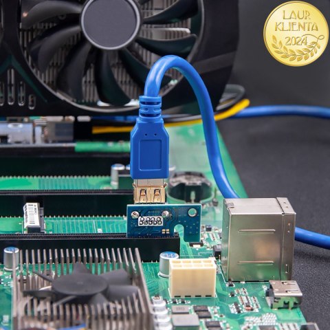 Qoltec Riser PCI-E 1x - 16x | USB 3.0 | ver. 007C | SATA / PCI-E 6pin