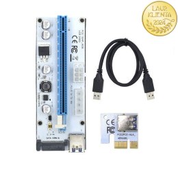 Qoltec Riser PCI-E 1x - 16x | USB 3.0 | ver. 008S | Uniwersalny | USB / SATA / MOLEX / PCI-E