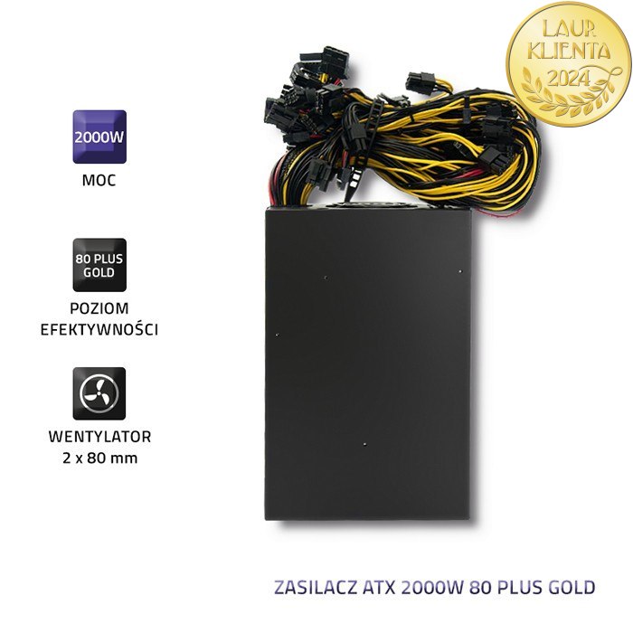 Qoltec Zasilacz ATX 2000W | 80Plus Gold | Data mining | ver.2