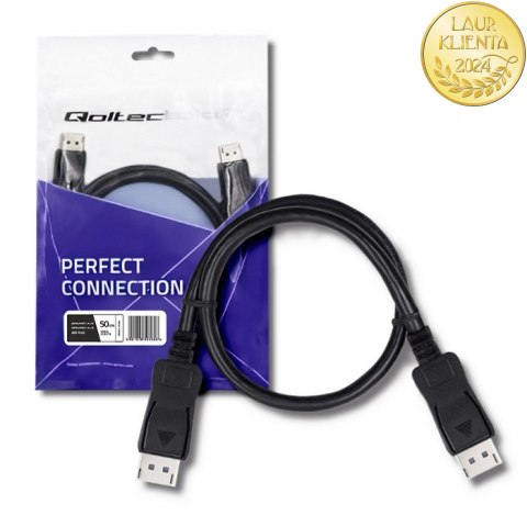 Qoltec DisplayPort v1.4 męski | DisplayPort v1.4 męski | 8K | 0.5m