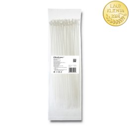 Qoltec Opaski zaciskowe Trytki kablowe | 3.6*300mm | 100 szt. | Nylon66 | UV | Białe