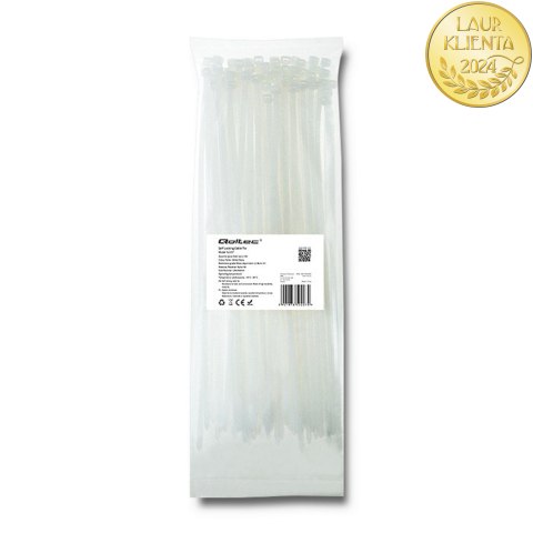 Qoltec Opaski zaciskowe Trytki kablowe | 4.8*300mm | 100 szt. | Nylon66 | UV | Białe