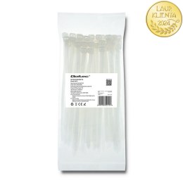 Qoltec Opaski zaciskowe/trytki | 7.2*200mm | Nylon66 UV | Białe