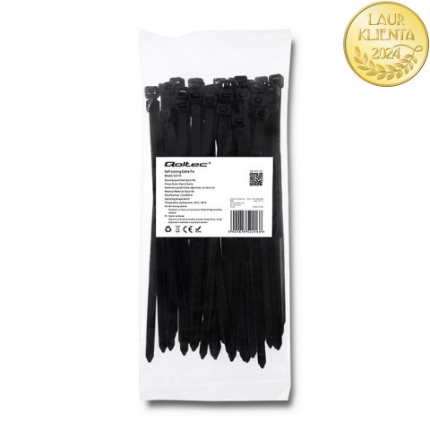 Qoltec Opaski zaciskowe Trytki kablowe | 7.2*200mm | 50 szt. | Nylon66 | UV | Czarne