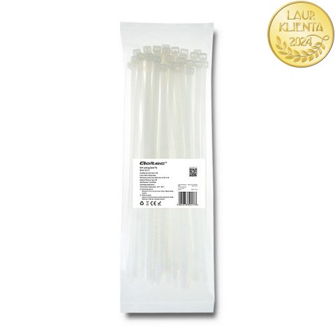 Qoltec Opaski zaciskowe Trytki kablowe | 7.2*300mm | 50 szt. | Nylon66 | UV | Białe