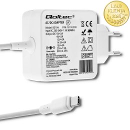 Qoltec Zasilacz sieciowy 45W | 5-20V | 2-3A | USB typ C | PD | Biała