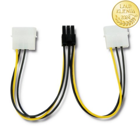 Qoltec Adapter 2x MOLEX żeński/ PCI-E 6pin męski | 15cm