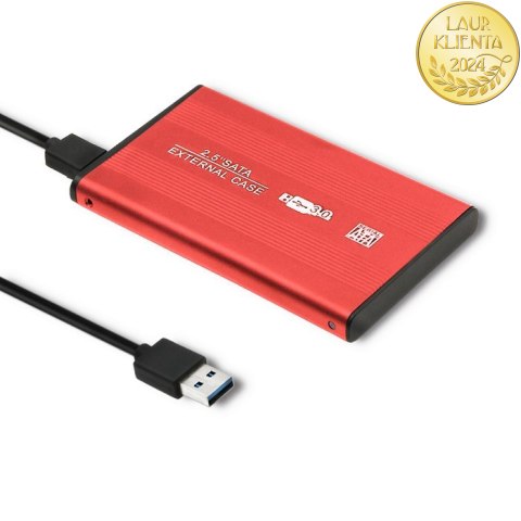 Qoltec Aluminiowa Obudowa | kieszeń do dysków HDD SSD 2.5" SATA3 | USB 3.0 | Czerwony