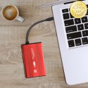 Qoltec Aluminiowa Obudowa | kieszeń do dysków HDD SSD 2.5" SATA3 | USB 3.0 | Czerwony