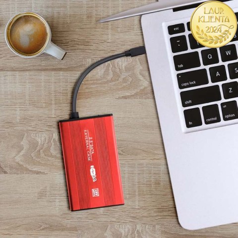 Qoltec Aluminiowa Obudowa | kieszeń do dysków HDD SSD 2.5" SATA3 | USB 3.0 | Czerwony
