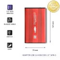 Qoltec Aluminiowa Obudowa | kieszeń do dysków HDD SSD 2.5" SATA3 | USB 3.0 | Czerwony