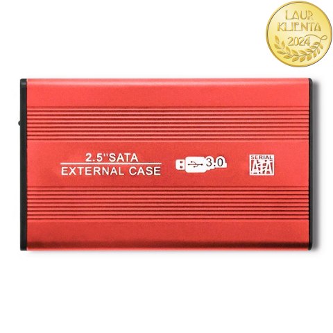 Qoltec Aluminiowa Obudowa | kieszeń do dysków HDD SSD 2.5" SATA3 | USB 3.0 | Czerwony