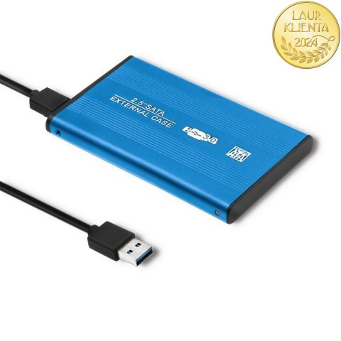 Qoltec Aluminiowa Obudowa | kieszeń do dysków HDD SSD 2.5" SATA3 | USB 3.0 | Niebieski