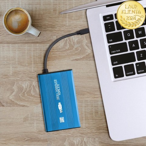 Qoltec Aluminiowa Obudowa | kieszeń do dysków HDD SSD 2.5" SATA3 | USB 3.0 | Niebieski