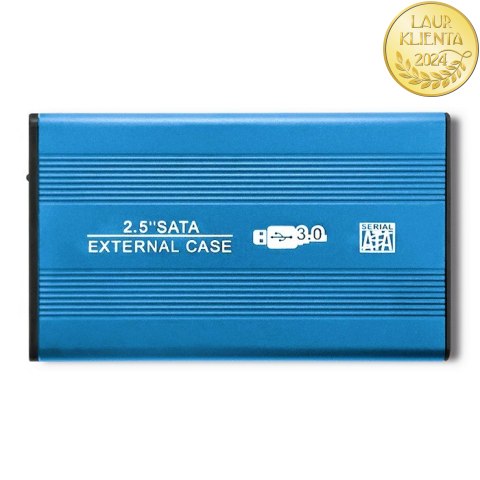 Qoltec Aluminiowa Obudowa | kieszeń do dysków HDD SSD 2.5" SATA3 | USB 3.0 | Niebieski