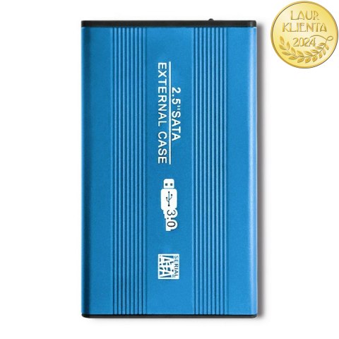 Qoltec Aluminiowa Obudowa | kieszeń do dysków HDD SSD 2.5" SATA3 | USB 3.0 | Niebieski